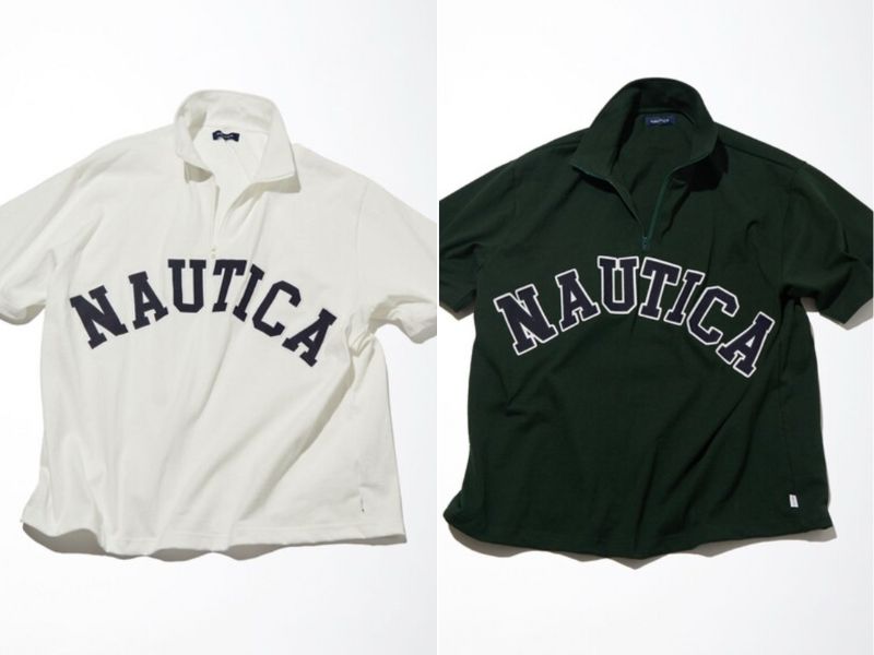 NAUTICA Arch Logo Half Zip 短袖 T 恤